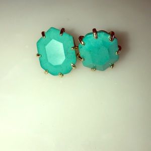 Kendra Scott Morgan teal earrings.